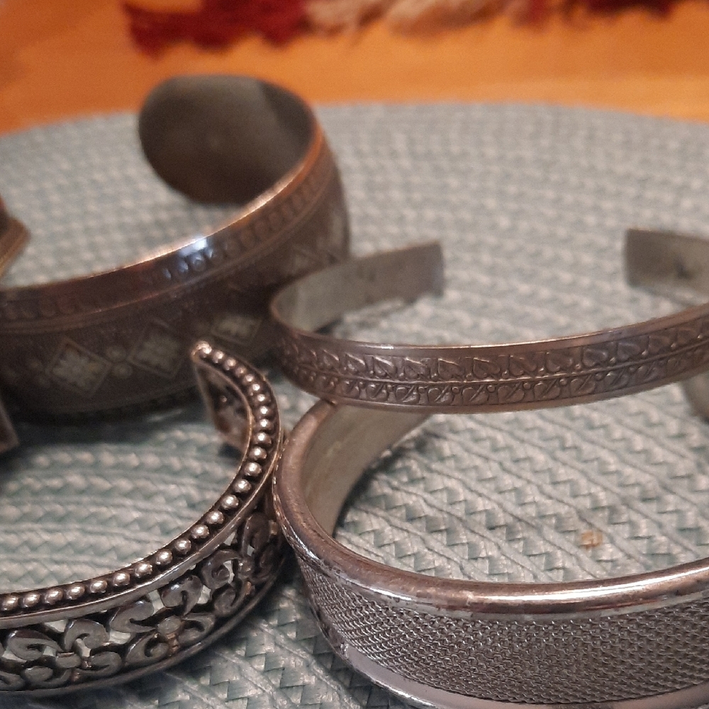 Set of Silver-Tone Cuff Bracelets - Picture 3 of 7